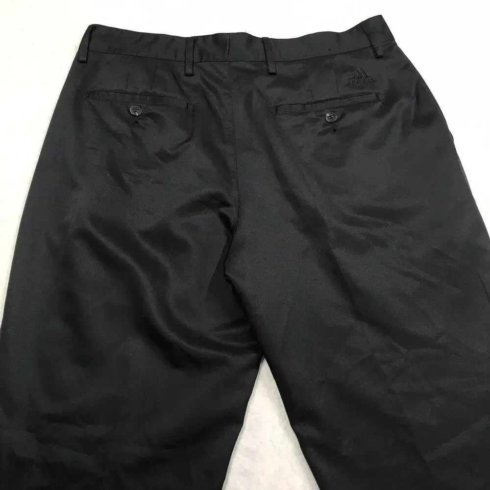 ADIDAS Golf Pants Men 32x32 Black Climalite Poly Performance Straight Leg Chino